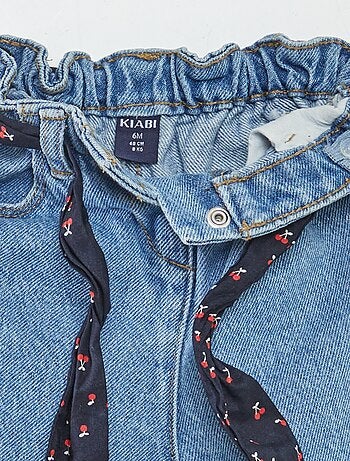 Paperbagjeans + riem met motiefje