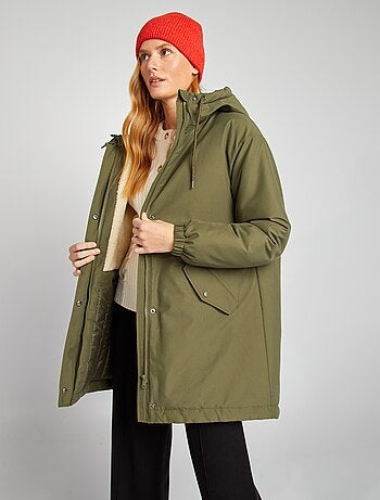 Parka met capuchon en schapenvacht effect voering