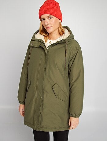 Parka met capuchon en schapenvacht effect voering