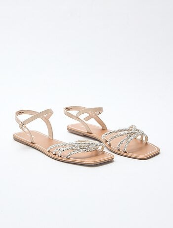 Platte sandalen met glitterbandjes
