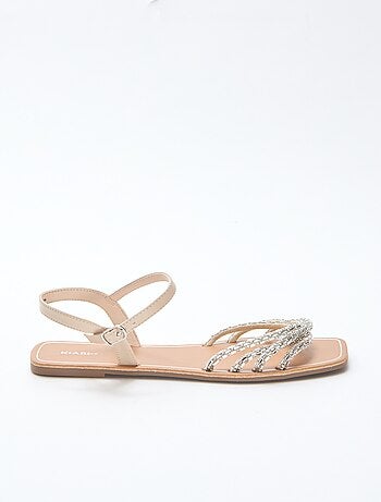 Platte sandalen met glitterbandjes