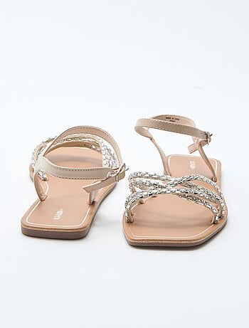 Platte sandalen met glitterbandjes