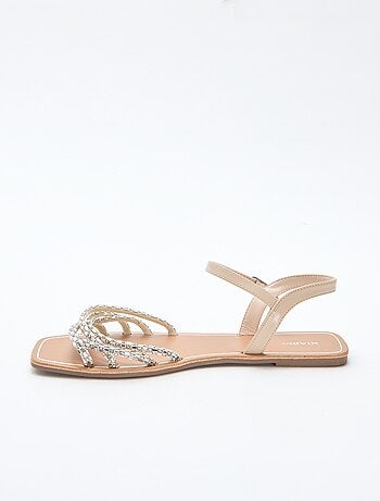 Platte sandalen met glitterbandjes
