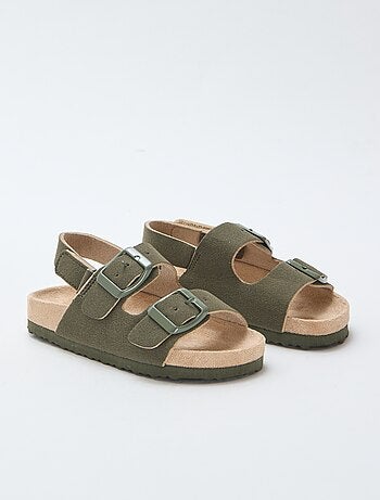 Platte sandalen van suedine