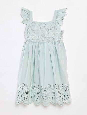 Poplin jurk met broderie anglaise