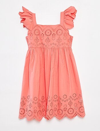 Poplin jurk met broderie anglaise