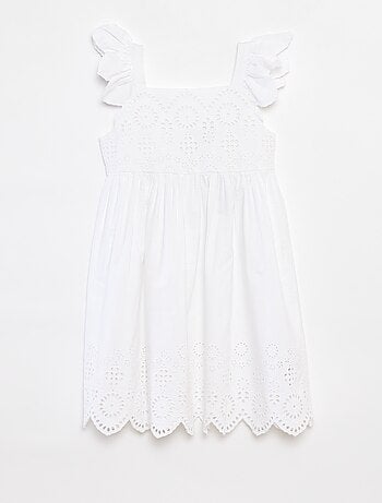 Poplin jurk met broderie anglaise