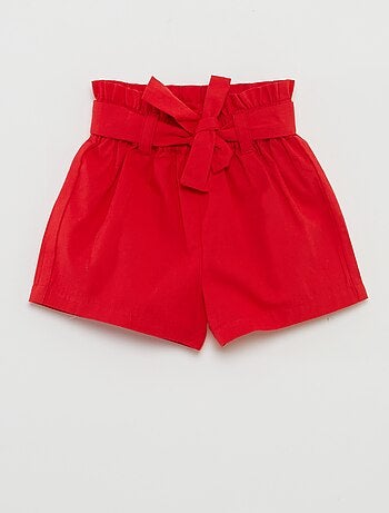 Poplin short met riem