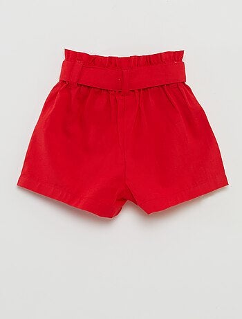 Poplin short met riem