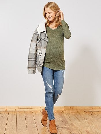 Zwangerschapskleding - Positieshirt van gemêleerd tricot - Kiabi