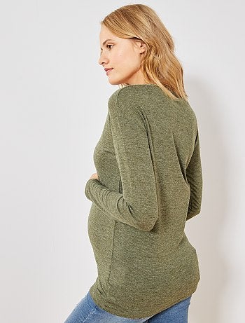 Zwangerschapskleding - Positieshirt van gemêleerd tricot - Kiabi