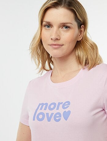 Pyjama-T-shirt met tekstopdruk + gestreept short - 2-delig