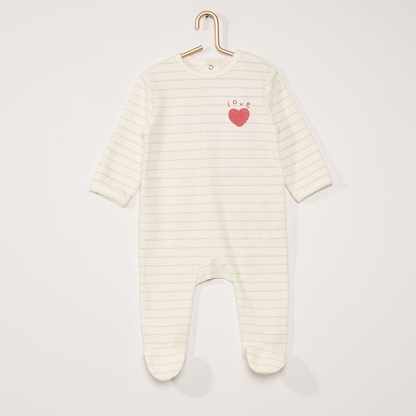 Pyjama Van Velours Bebe Fille Wit Kiabi 10 00