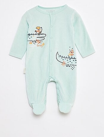 Pyjama/slaappakje van velours met print en voetjes