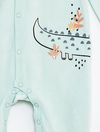 Pyjama/slaappakje van velours met print en voetjes