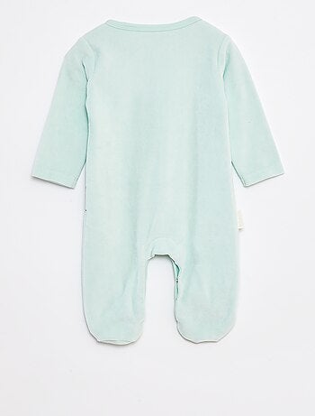 Pyjama/slaappakje van velours met print en voetjes