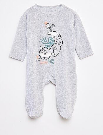 Pyjama/slaappakje van velours met voetjes