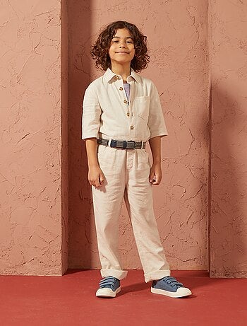 Rechte jumpsuit met korte mouwen - Uniseks