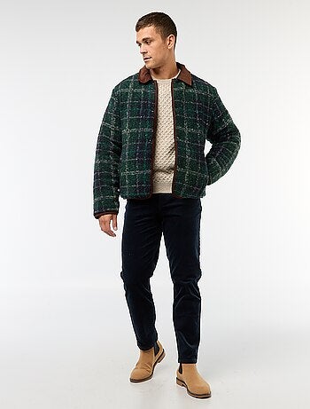 Regular-fit broek van effen velours