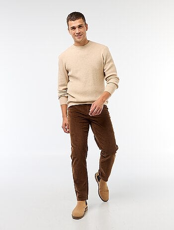Regular-fit broek van effen velours