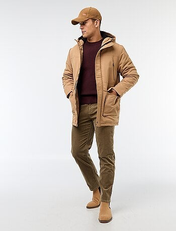 Regular-fit broek van effen velours