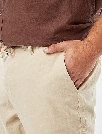 Regular-fit chino broek van linnenmix