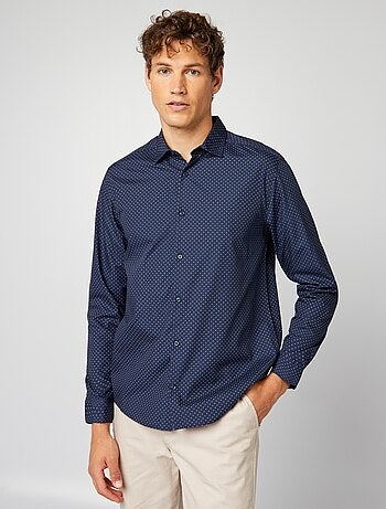 Regular-fit overhemd met stippenprint