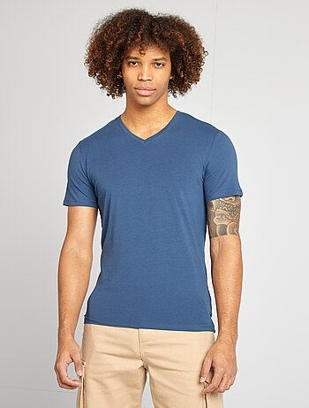 Regular T-shirt van stretchstof