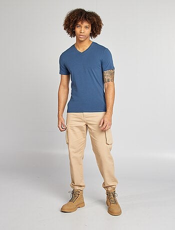 Regular T-shirt van stretchstof