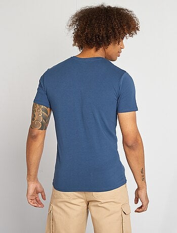 Regular T-shirt van stretchstof