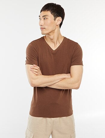 Regular T-shirt van stretchstof