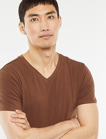 Regular T-shirt van stretchstof