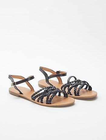 Sandalen van imitatieleer met gevlochten bandjes