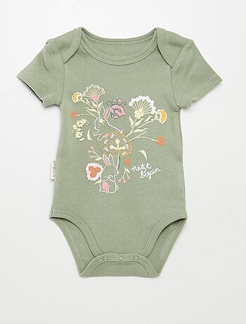 Set van 2 body's met print - Groen/wit