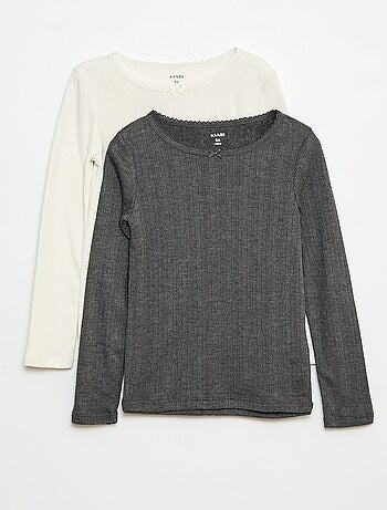 Set van 2 thermoregulerende T-shirts van pointelle tricot