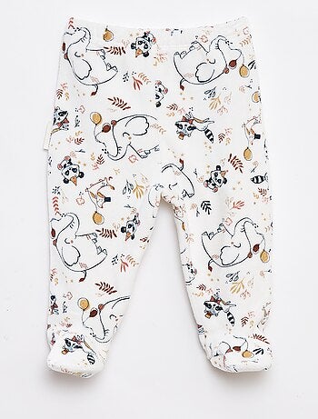 Setje - Lange pyjama met T-shirt + broek met voetjes in fleece - 2-delig