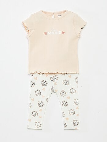Setje - T-shirt + legging met ribbeltextuur 'Marie' - 2-delig
