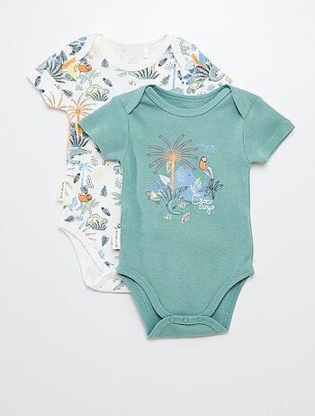 Setje met 2 'Petit Béguin'-rompertjes met print