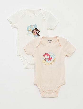 Setje met 2 rompertjes met korte mouw 'Disney-prinsessen'