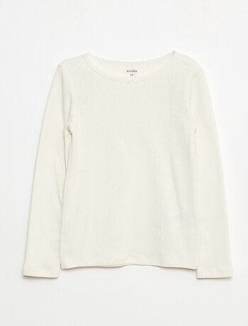 Setje met 2 T-shirts van pointelletricot met lange mouwen