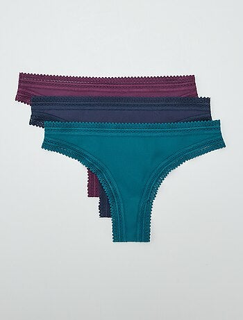 Setje met 3 tangaslips van ribstof