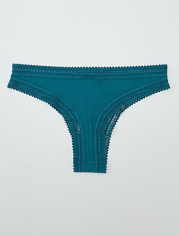 Setje met 3 tangaslips van ribstof