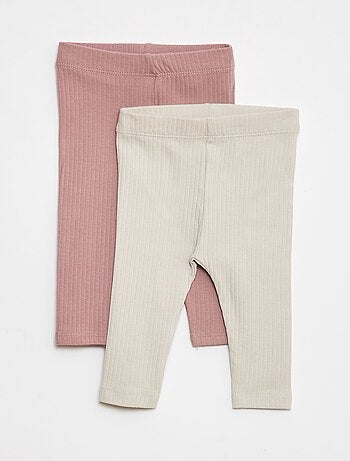 Setje met lange leggings van ribstof - 2-delig
