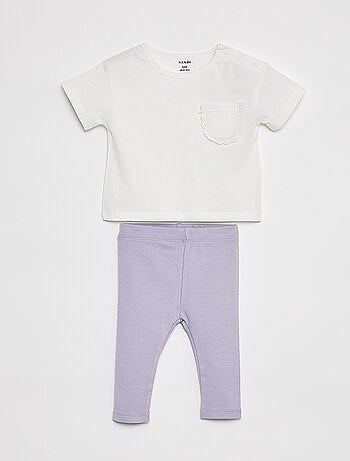 Setje met T-shirt met korte mouw + legging - 2-delig