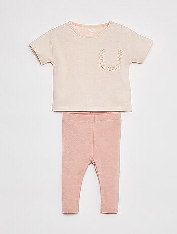 Setje met T-shirt met korte mouw + legging - 2-delig