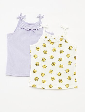 Setje van 2 mouwloze tops met smalle bandjes met strikjes