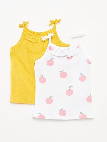 Setje van 2 mouwloze tops met smalle bandjes met strikjes