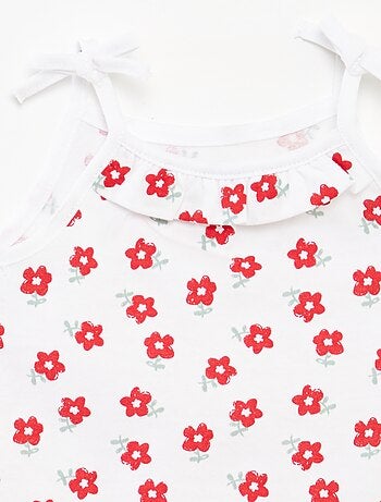 Setje van 2 mouwloze tops met smalle bandjes met strikjes