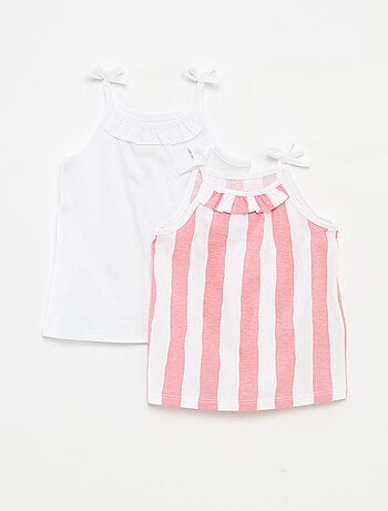 Setje van 2 mouwloze tops met smalle bandjes met strikjes