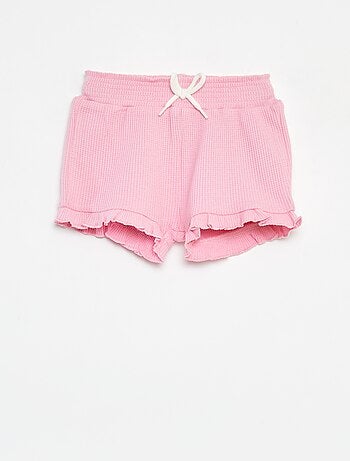 Short van tricot met wafeltextuur en golvend boordje